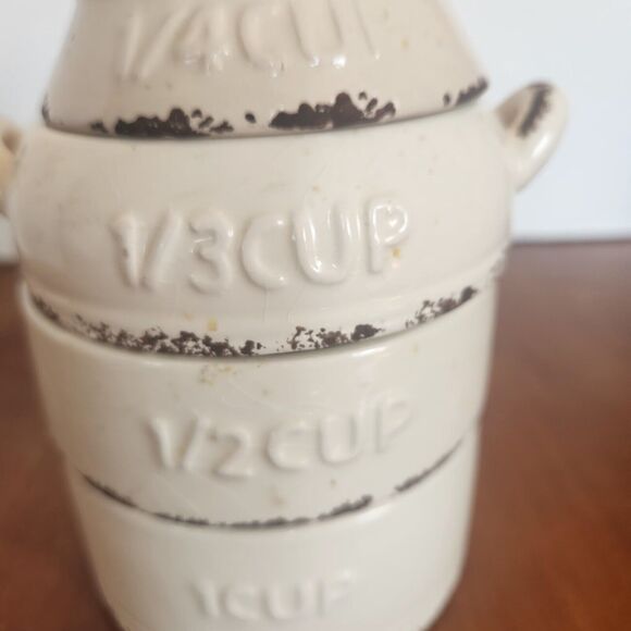 Stackable Ceramic Distressed Look Measuring Cups by LTD Commodities - Picture 3 of 9